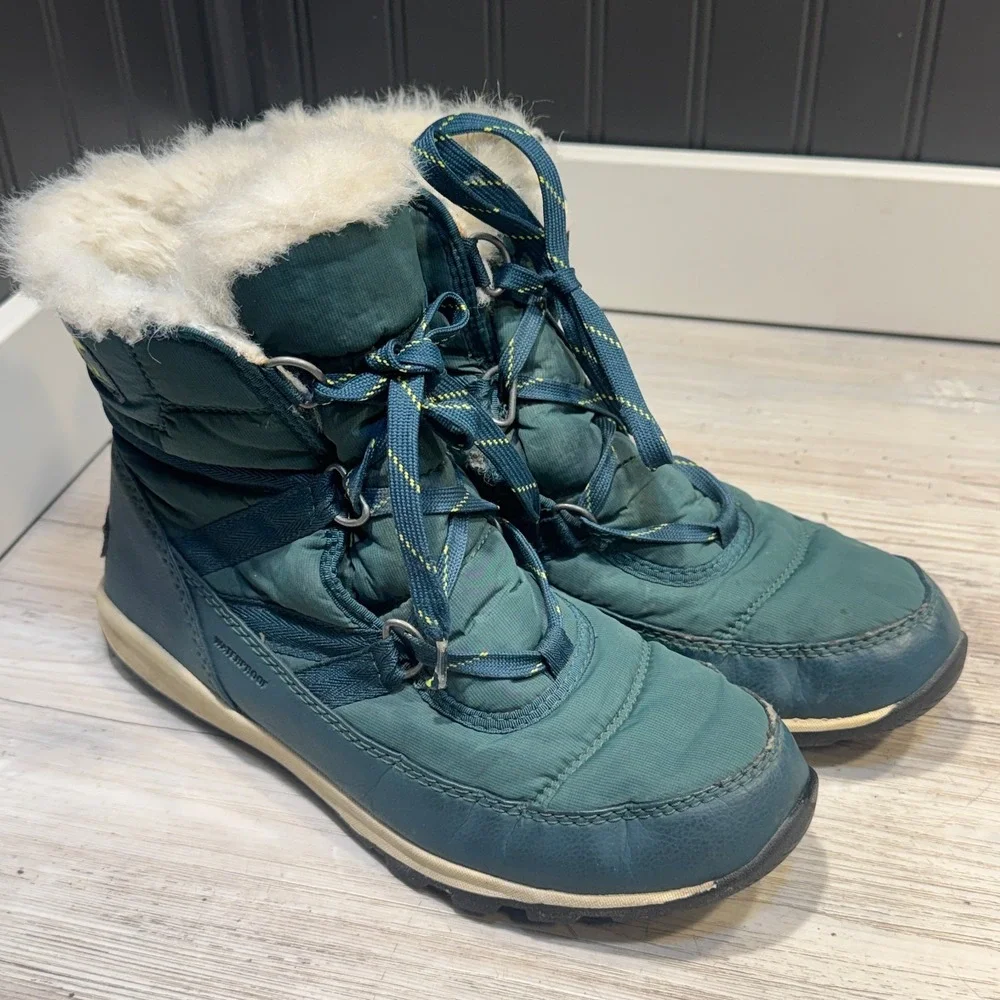 Sorel Womens Boots Size 8 Whitney Green Fur Waterproof Winter NL2776-375